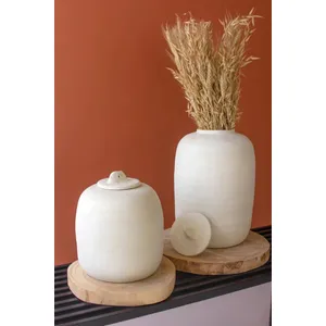 Set of 2 Ivory Ceramic Canisters 5