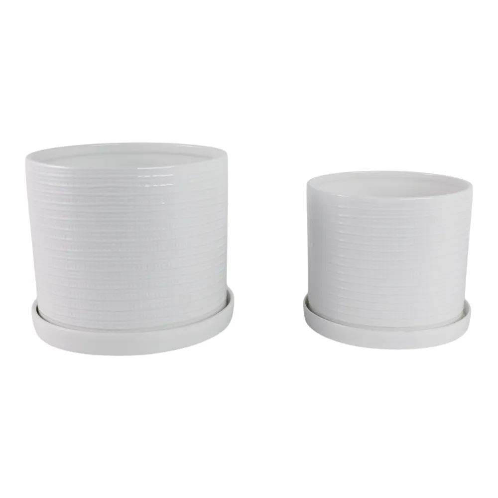 REEDBURN SET OF 2 WHITE PLANTER 11 (IN)