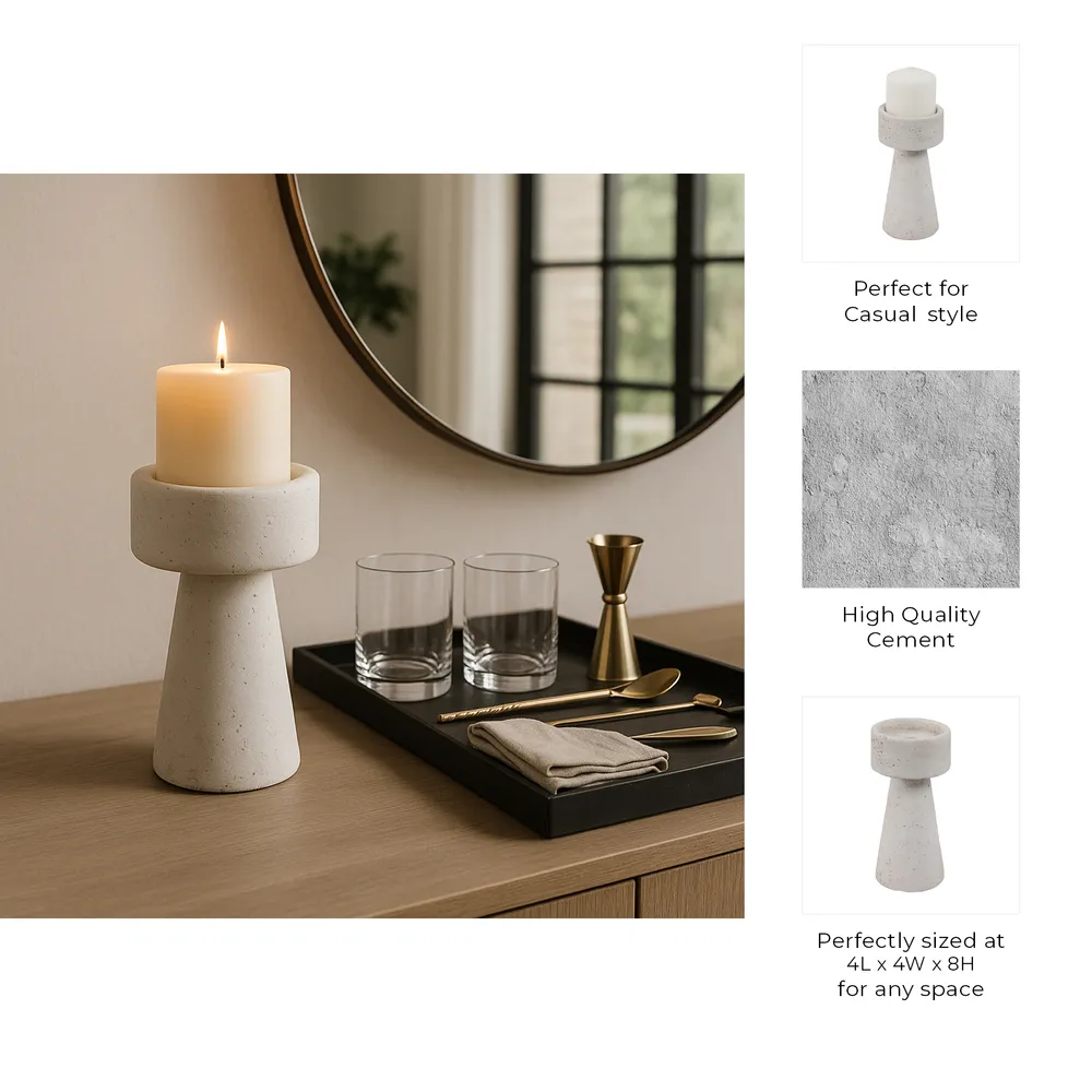 CARLIN WHITE CANDLE HOLDER 8 (IN)
