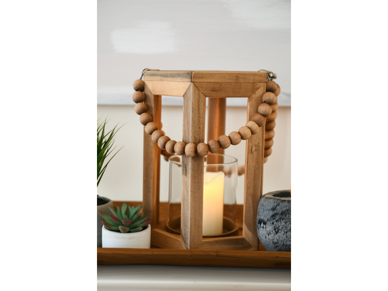 11"  Hexagon Shaped Wood Candle Holder 1