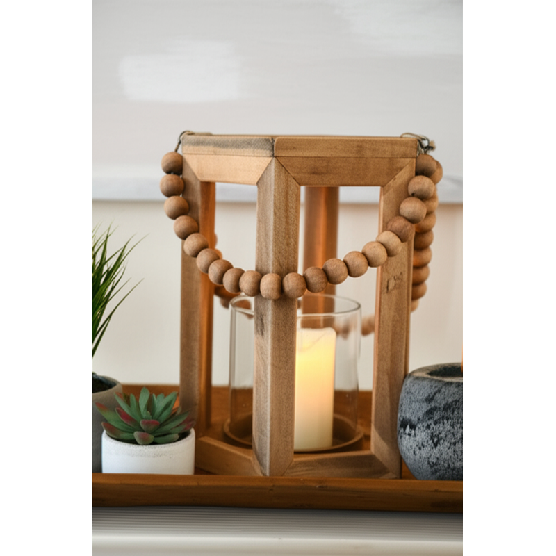 11"  Hexagon Shaped Wood Candle Holder
