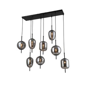 METAL 47" PENDANT LAMP WITH 8 LIGHT, SMOKE  GLASS  2