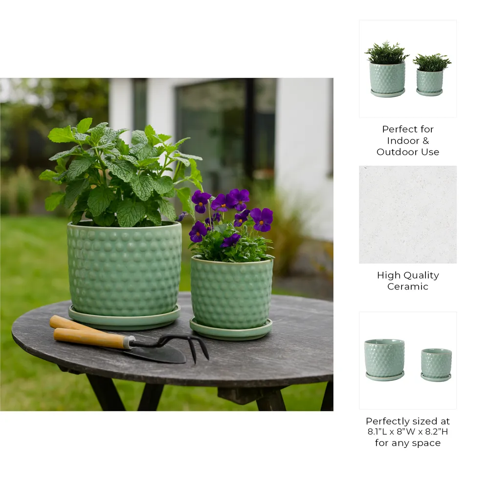 WINTONLAND SET OF 2 GREEN PLANTER 9 (IN)