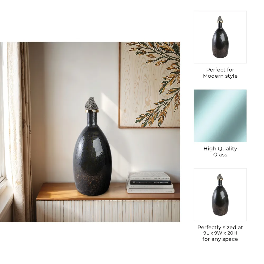 FARLEYDALE BLACK GLASS VASE 20 (IN)