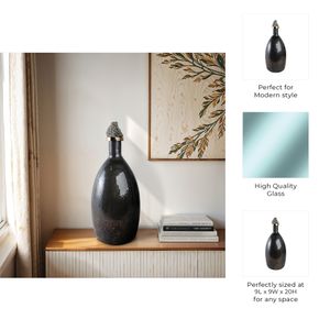 FARLEYDALE BLACK GLASS VASE 20 (IN) 10