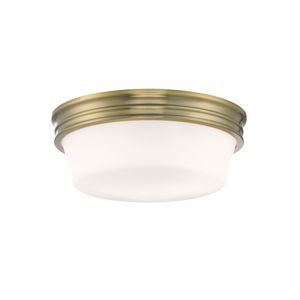 Galen 14'' Wide 3-Light Flush Mount - Antique Brass 1
