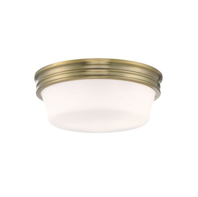 Galen 14″ Wide 3-Light Flush Mount - Antique Brass