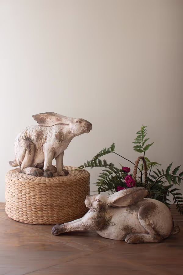 Faux Concrete Reclining Rabbit