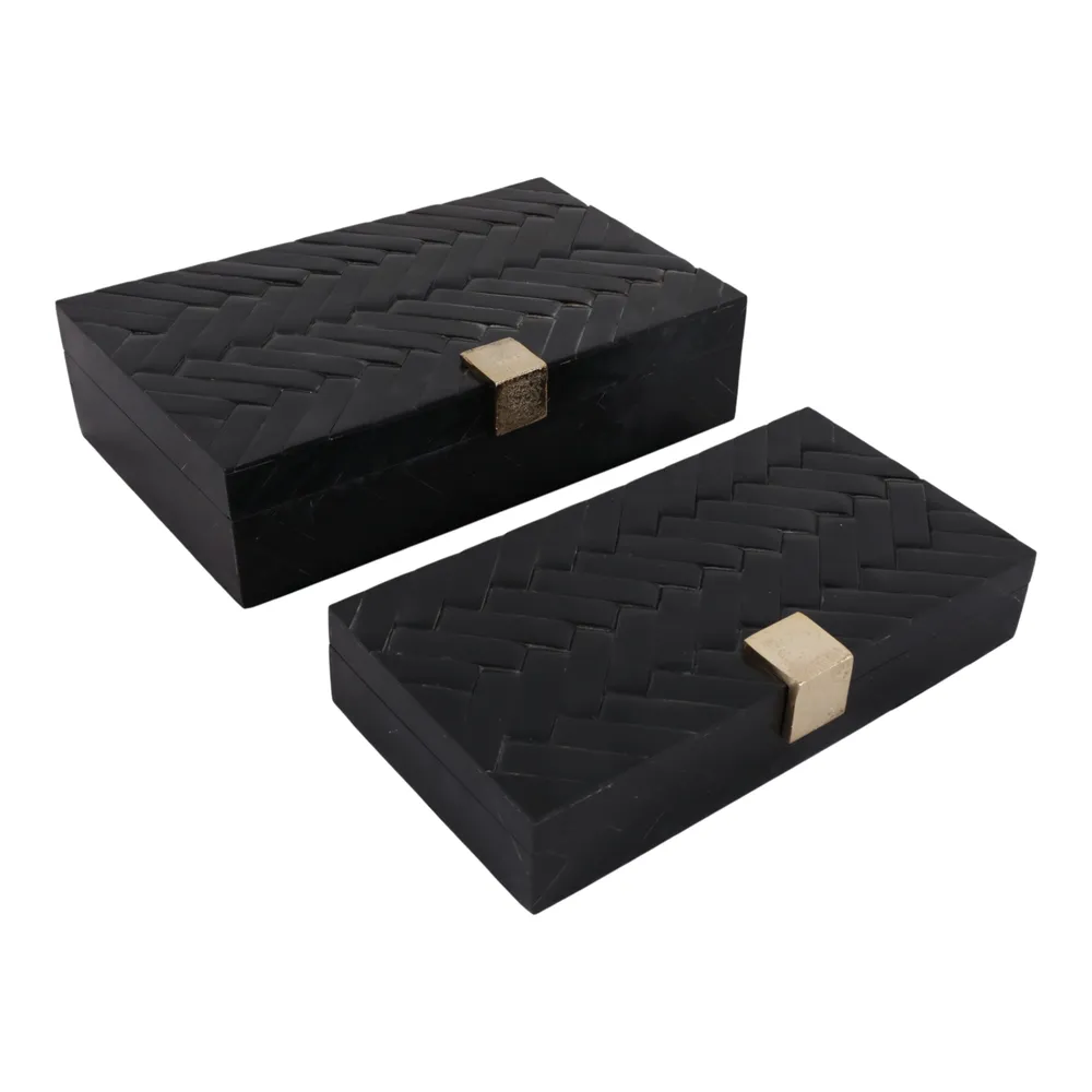 HAZENHOLM SET OF 2 BLACK BOXES 4 (IN)