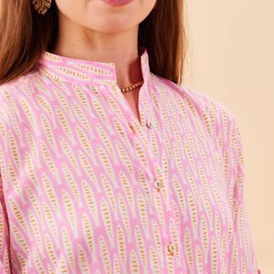 Sardina Pink Cotton Button Down Beach Tunic 10