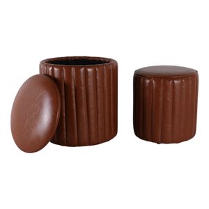 FIONACREST SET OF 2 BROWN OTTOMANS 18 (IN) 8