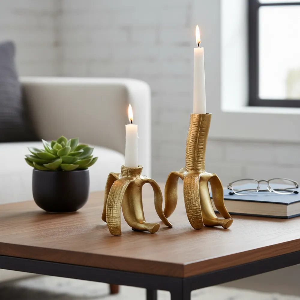HAXTONGROVE SET OF 2 GOLD CANDLE HOLDER 7 (IN)