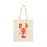 LARGE TOTE W WOVEN HANDLE - WATERCOLOR LOBSTERS 1