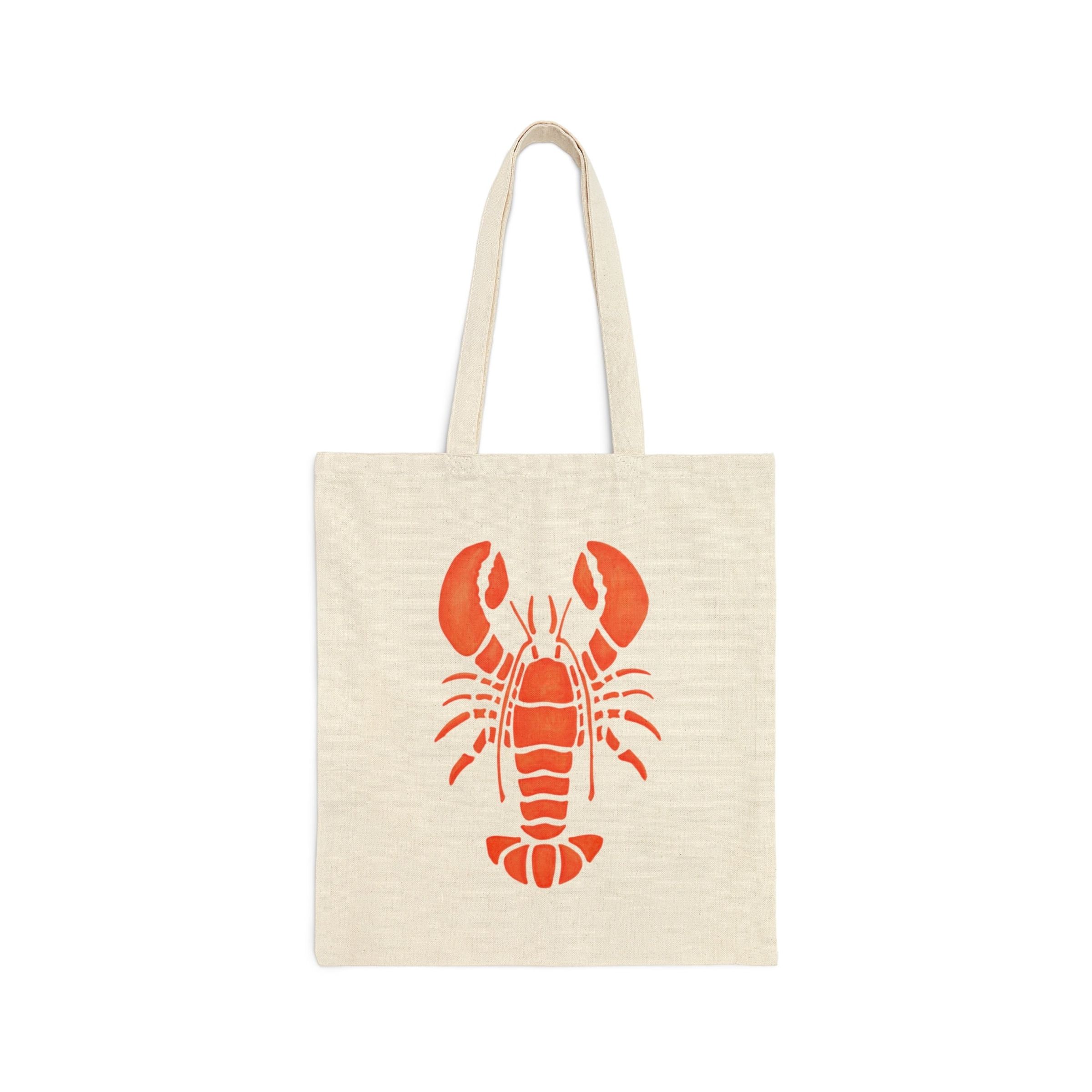 LARGE TOTE W WOVEN HANDLE - WATERCOLOR LOBSTERS