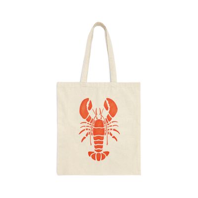 LARGE TOTE W WOVEN HANDLE - WATERCOLOR LOBSTERS