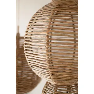 Set of 3 Large Woven Seagrass and Iron Ornaments 4