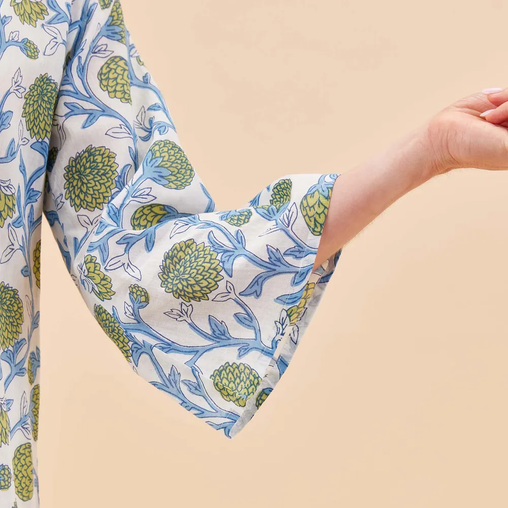 Ainsley Blue Green Cotton  Kurta