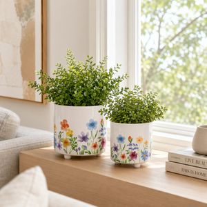 ALMAWAY SET OF 2 PURPLE PLANTER 8 (IN) 2