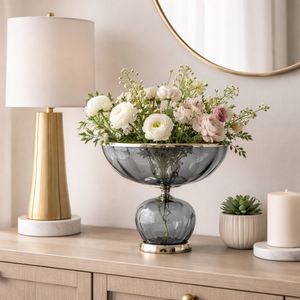 ASPENSIDE GRAY GLASS VASE 12 (IN) 10