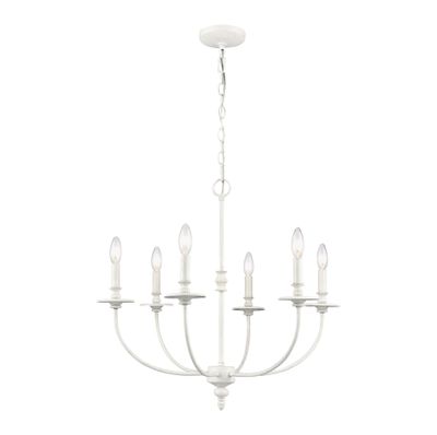 Hartford 25″ Wide 6-Light Chandelier - Farmhouse White
