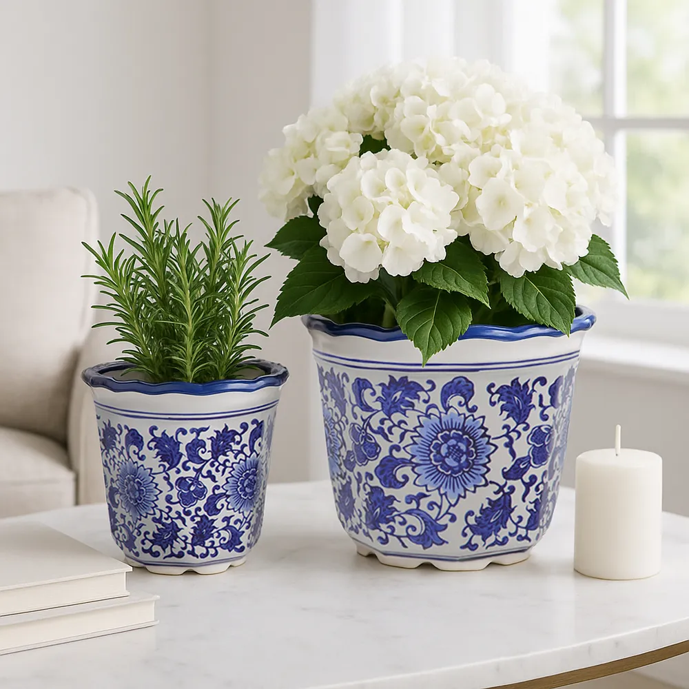 ENOCHFIELD SET OF 2 BLUE PLANTER 8 (IN)