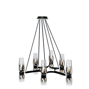 Flame 36'' Wide 12-Light Chandelier - Matte Black With Chrome 1