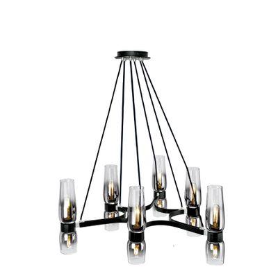 Flame 36″ Wide 12-Light Chandelier - Matte Black With Chrome