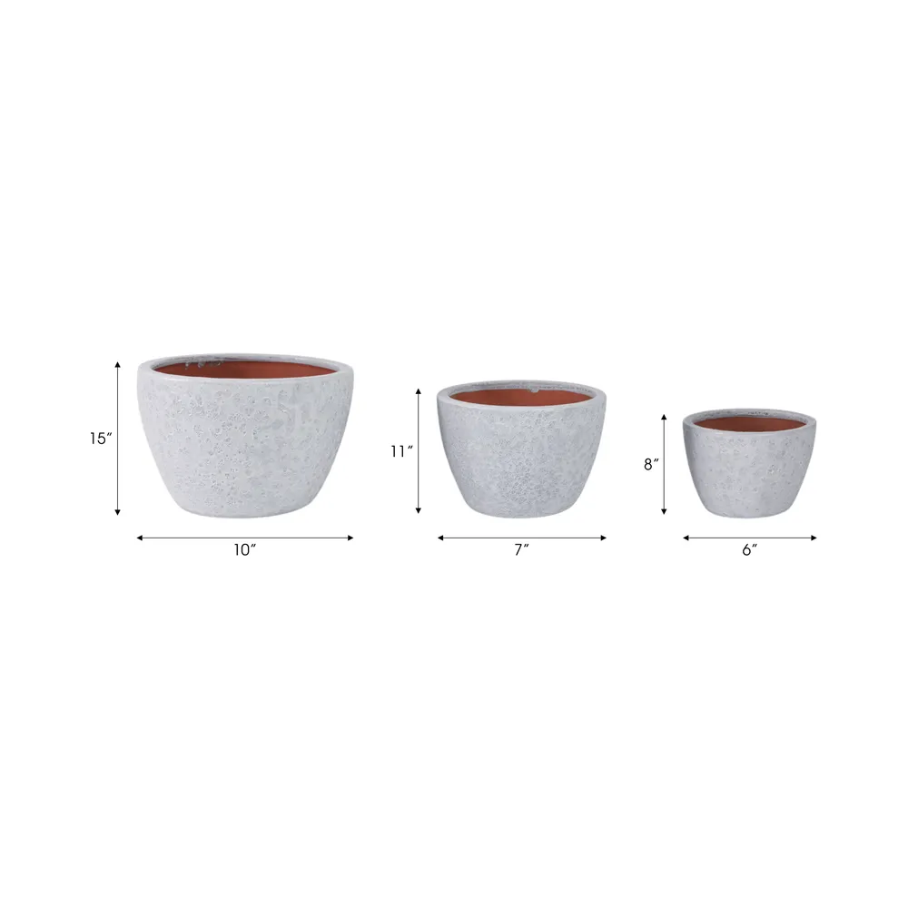 BYRONHAM SET OF 3 WHITE PLANTER 10 (IN)