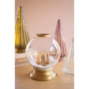 Glass and Metal Globe Candle Holder 1