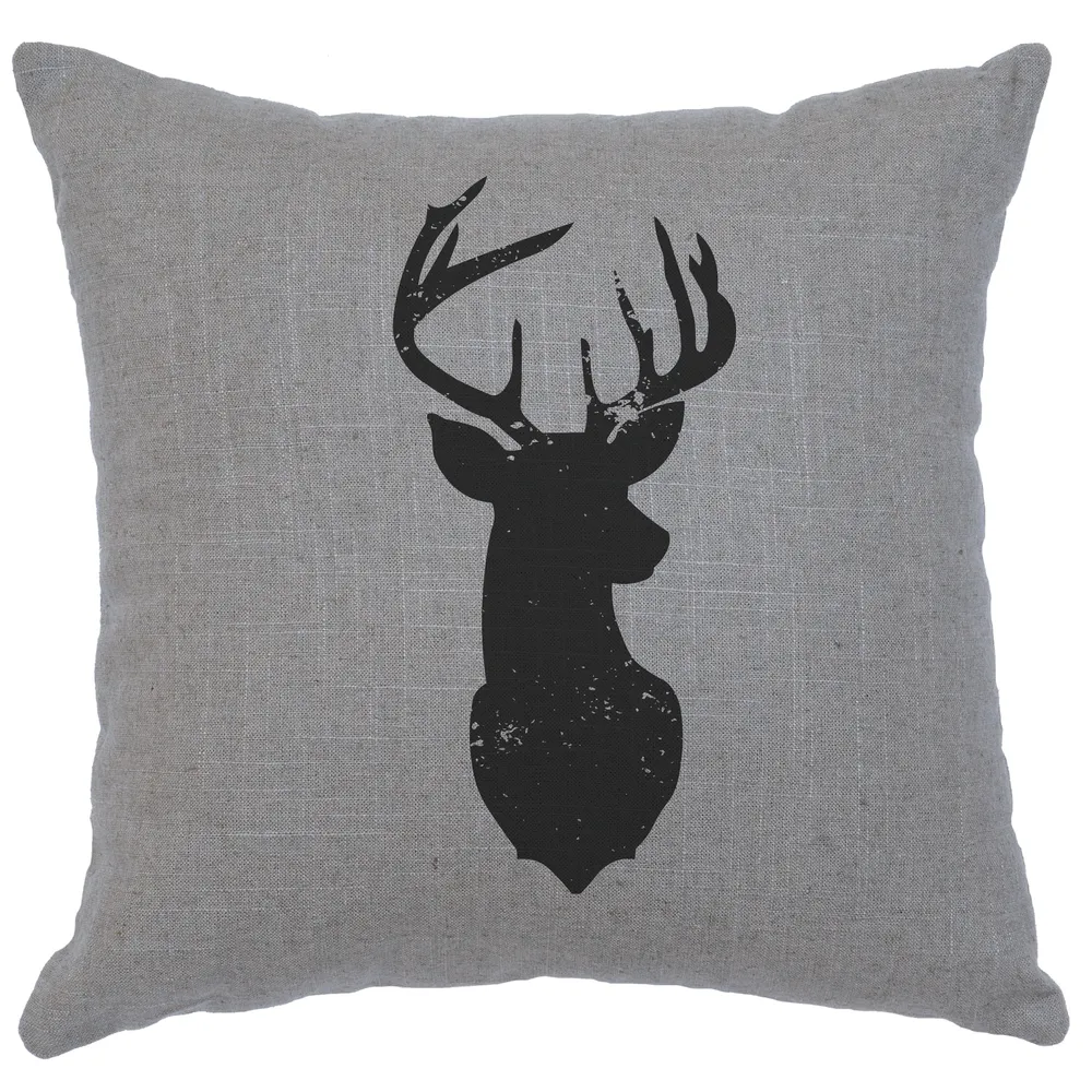 Image Pillow - Deer Silhouette - Linen Gray