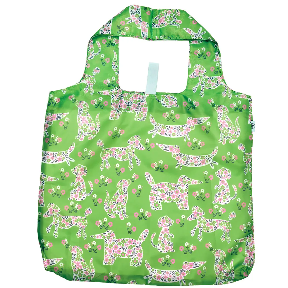 Petals & Paws blu Reusable Shopping Tote Bag