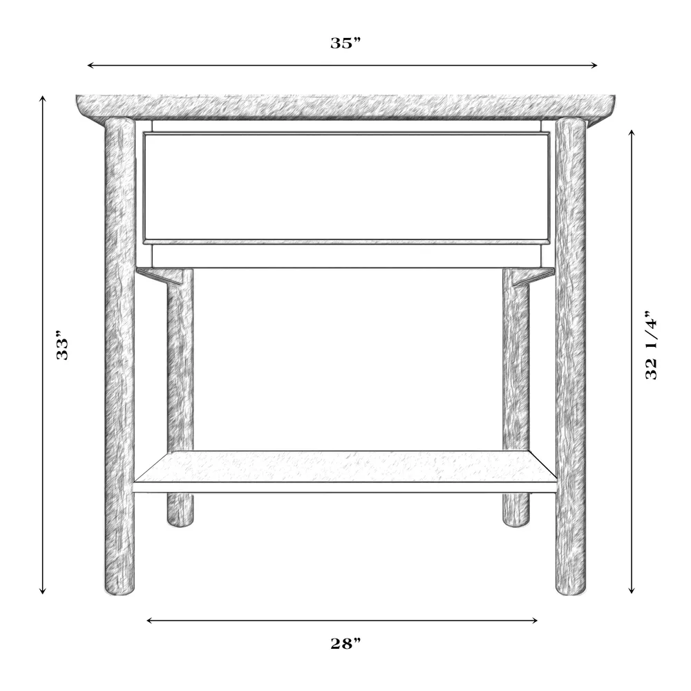 Hickory Log Open Vanity with Shelf - Slab Style Top - Cinnamon - Liquid Glass