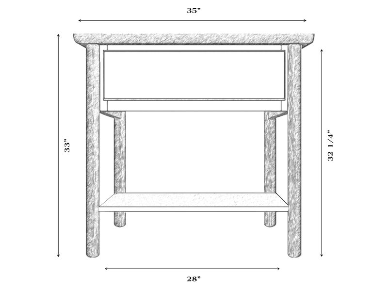 Hickory Log Open Vanity with Shelf - Slab Style Top - Cognac - Liquid Glass 2