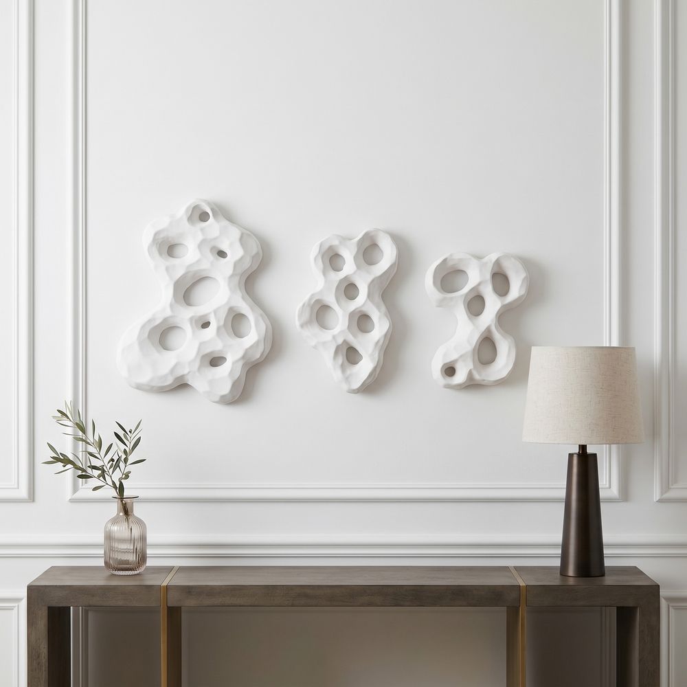 FALLONLEY SET OF 3 WHITE WALL SCULPTURES 14 (IN)