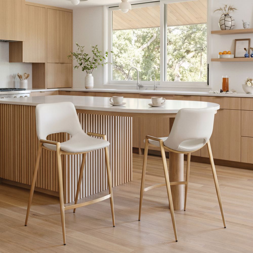 Desi Counter Stool White & Gold