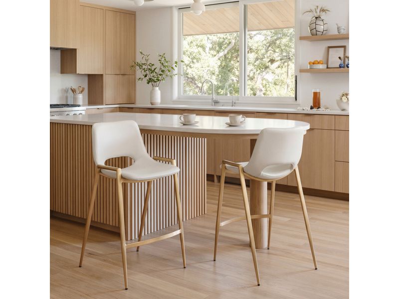 Desi Counter Stool White & Gold 2