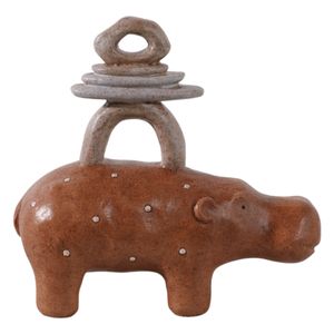 8" HIPPO WITH STACKED STONES, MULTI 5