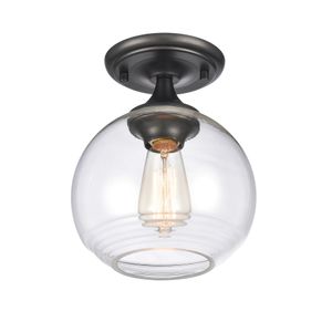Angie 8'' Wide 1-Light Semi Flush Mount - Matte Black 3