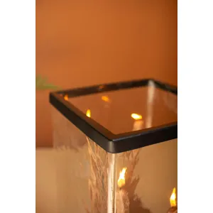 Large Glass Hurricane with a Four Taper Holder Wood Base 4