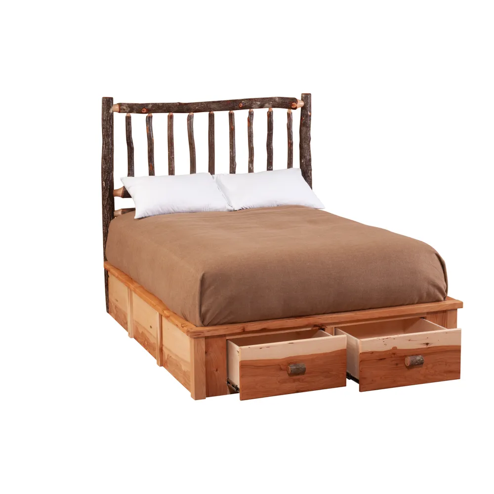 Hickory Log Footboard Dresser for Platform Bed - Three Drawer - King - Slate