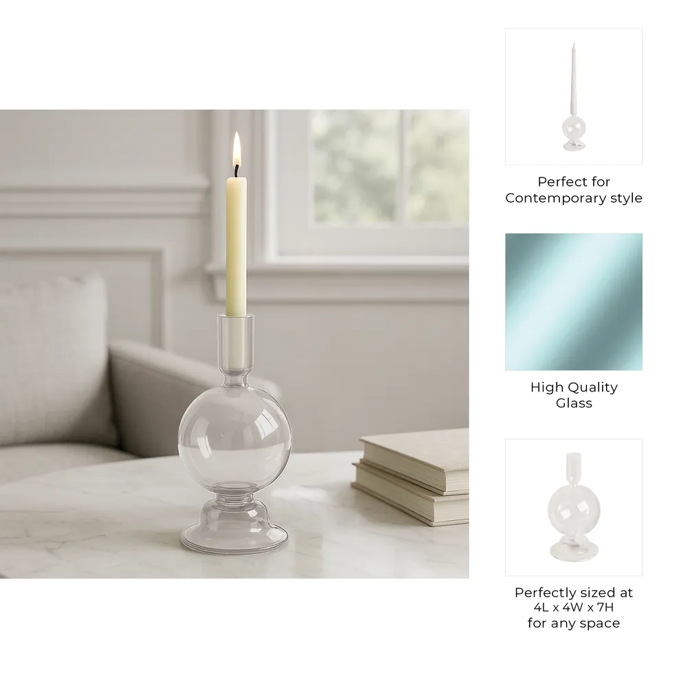 SKYLERCLIFF CLEAR CANDLE HOLDER 7 (IN)