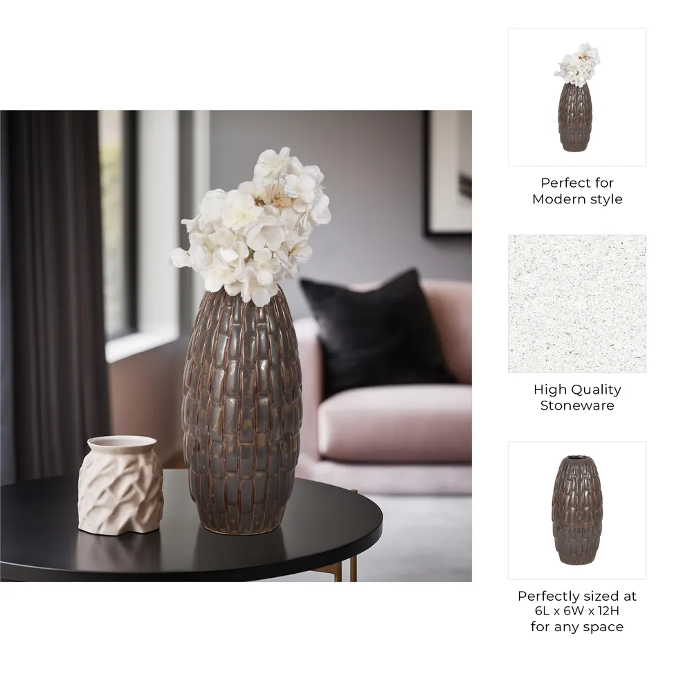 HAMDENROSE BROWN VASE 12 (IN)