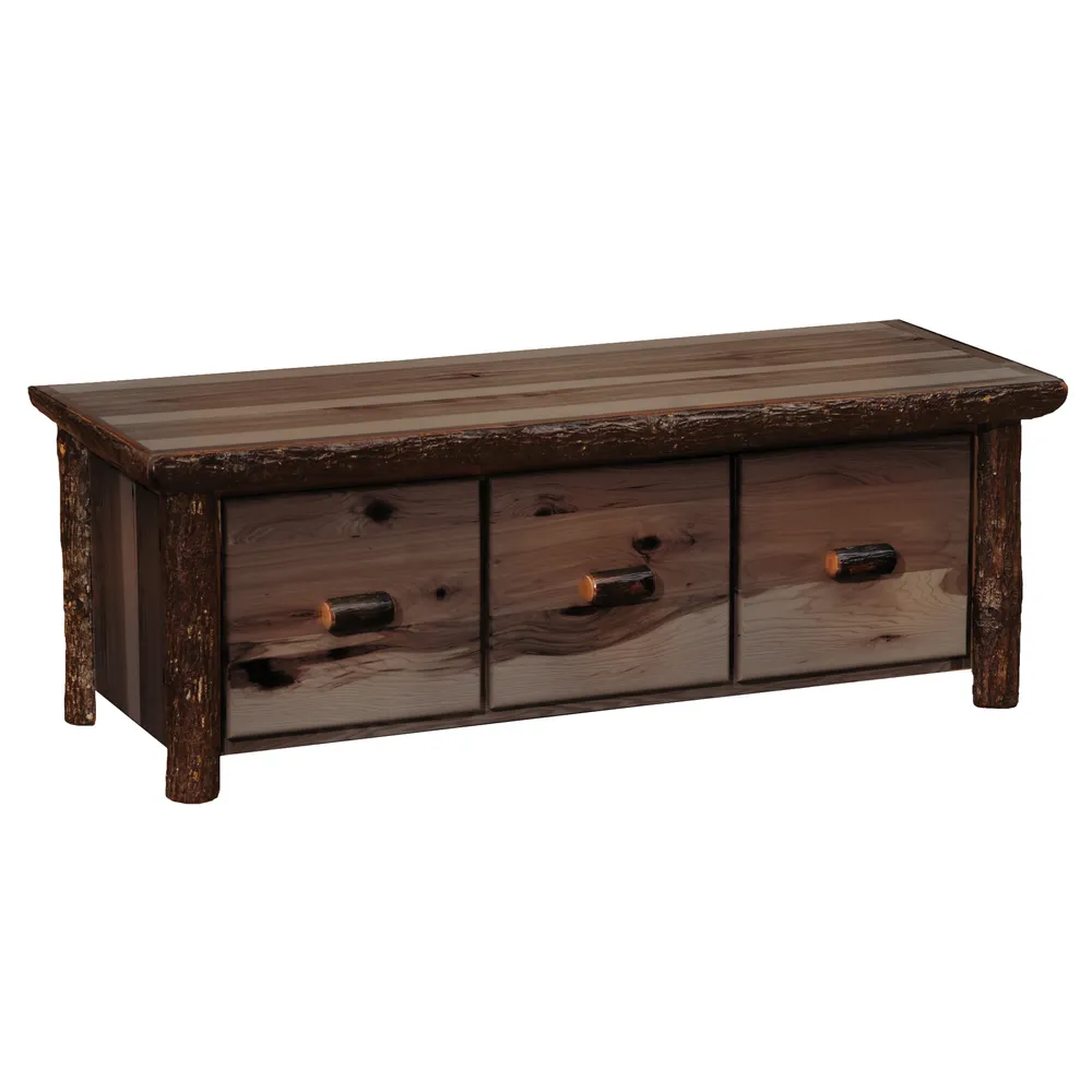 Hickory Entry Bench with Three Drawers - Slate