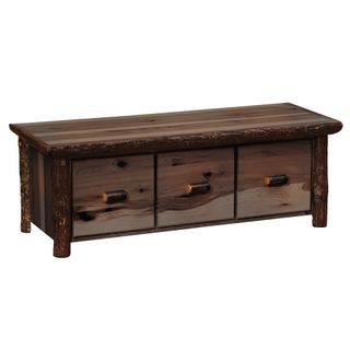 Hickory Entry Bench with Three Drawers - Slate