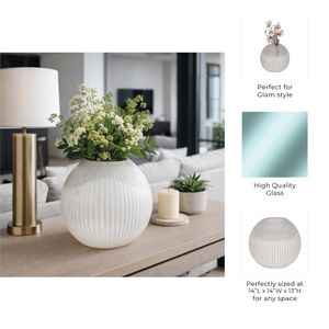RAMONASHAW WHITE GLASS VASE 13 (IN) 9