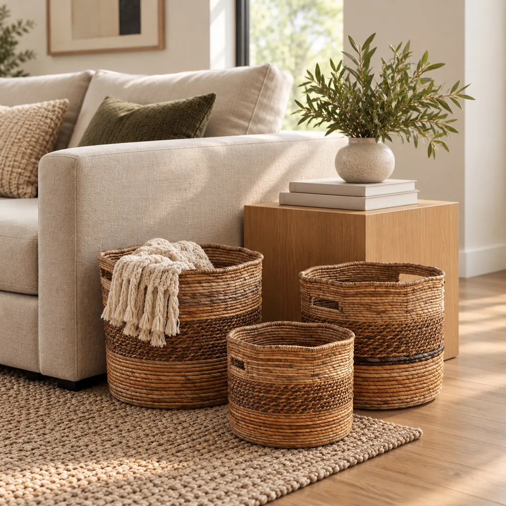 KIPWELL SET OF 3 BROWN BASKETS 13 (IN)