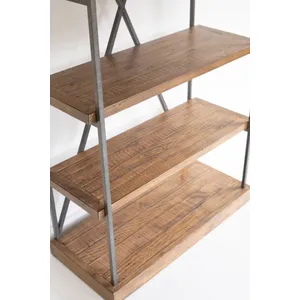 Narrow Wood and Metal Display Shelf 5