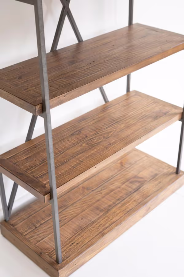 Narrow Wood and Metal Display Shelf