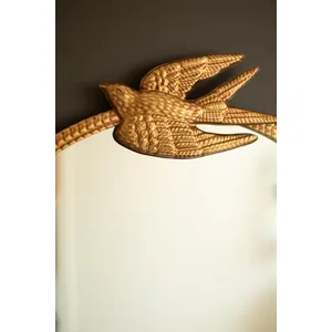 Antique Gold Metal Framed Mirror with Sparrow 2