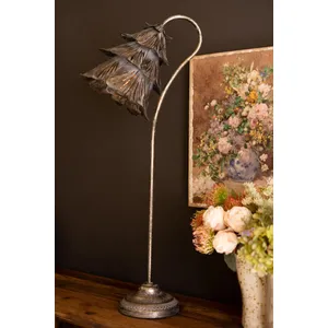 Rustic Metal Table Lamp with Flower Shade 5